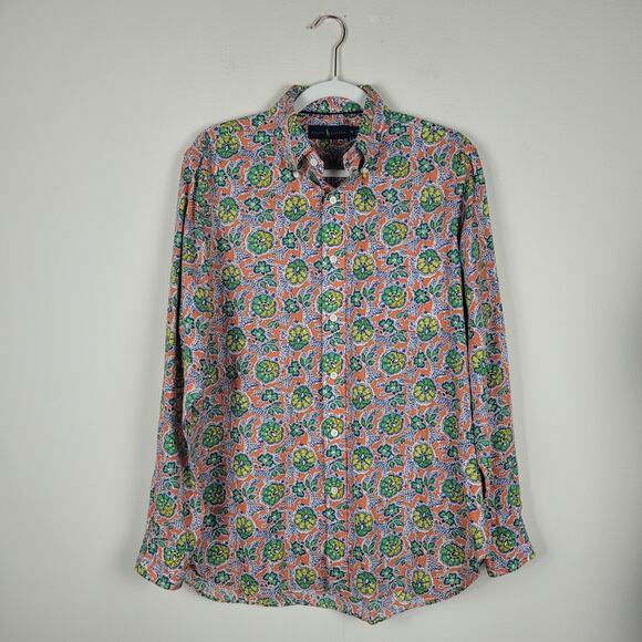 Ralph Lauren Shirt Mens Medium Colorful Graphic Print Abstract Trippy Funky - Picture 1 of 7